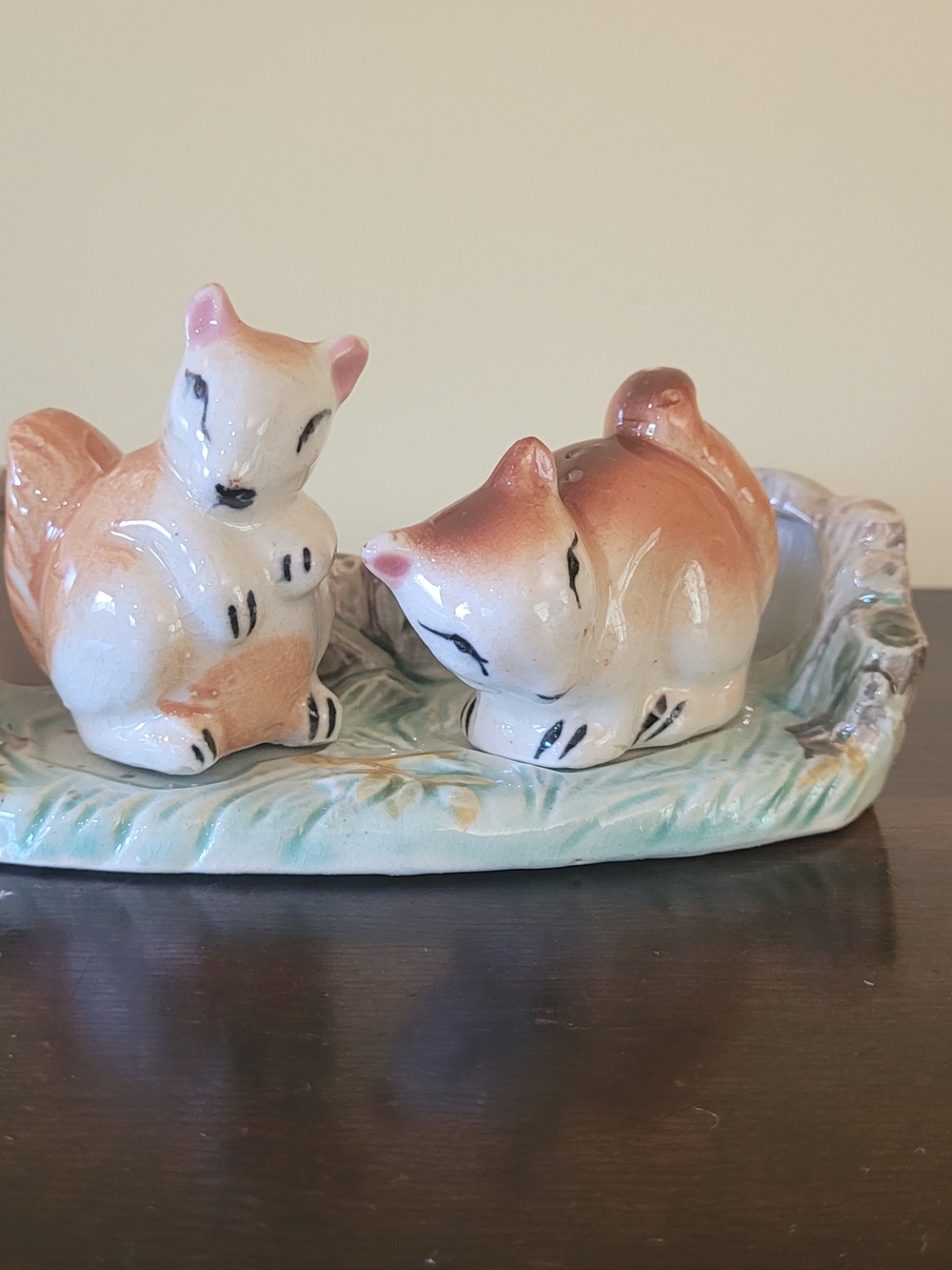 Vintage Ceramic Squirl Salt And Pepper Set - Brown and White Home Art
